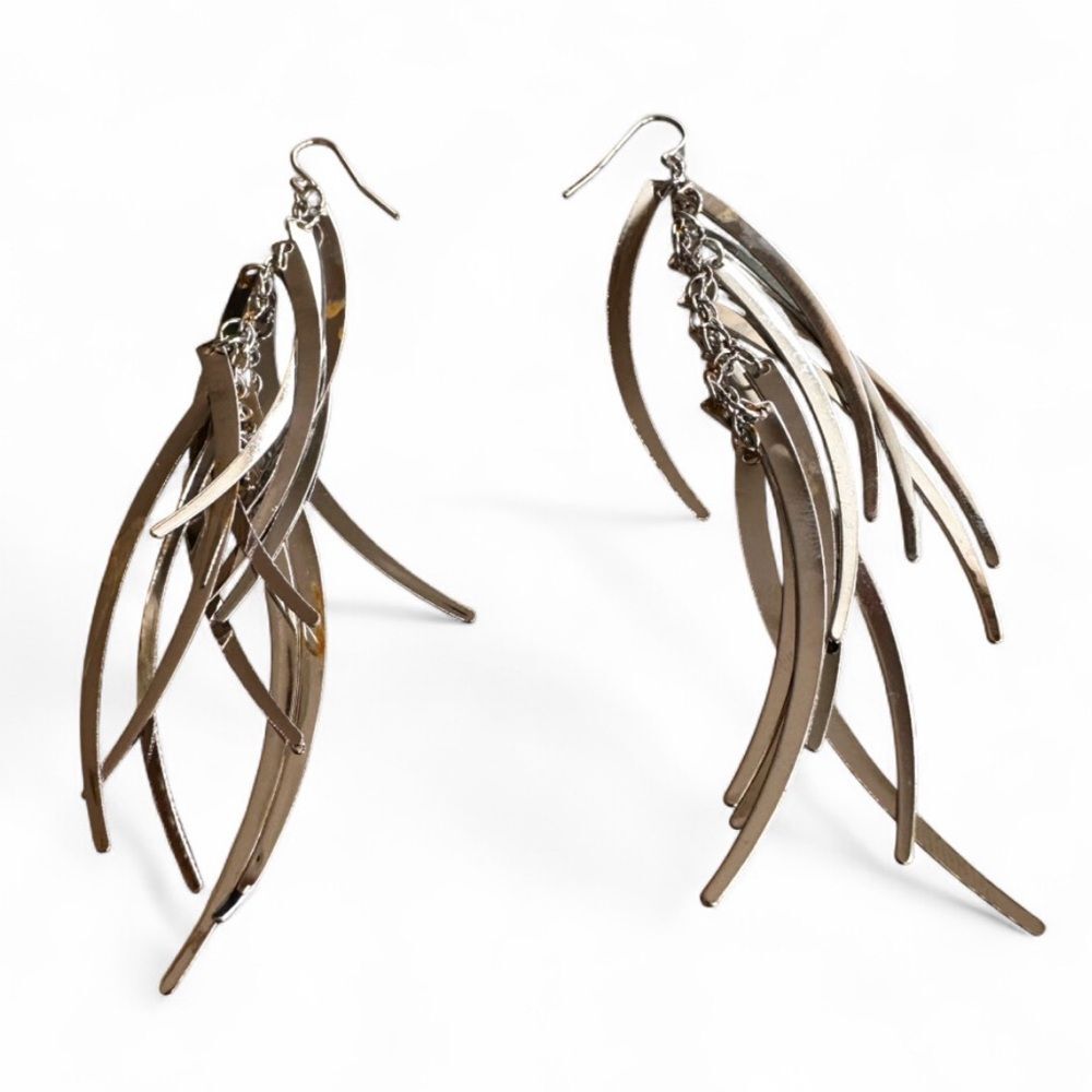 Silver Abstract Dangle Earrings
